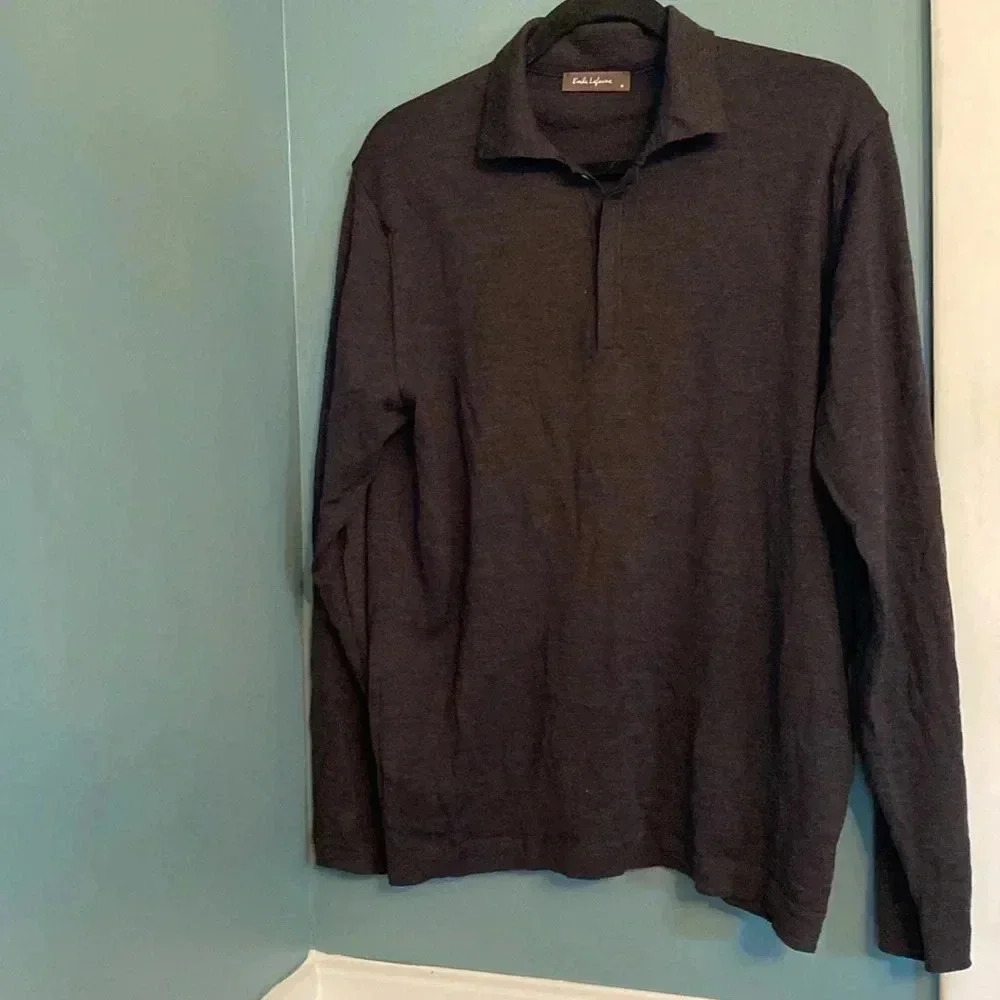 Emile Lafaurie men’s sweater - medium - made in Italy - wool - collar- dark gray